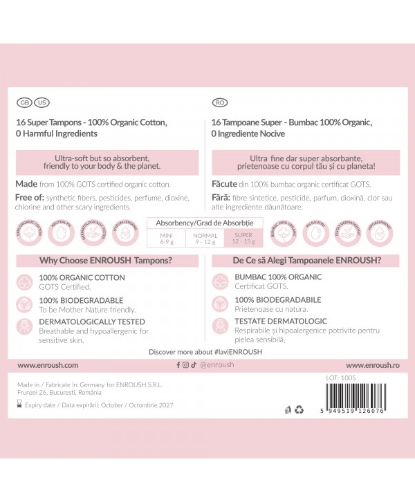 ABSORBANTE BUMBAC ORGANIC SUPER